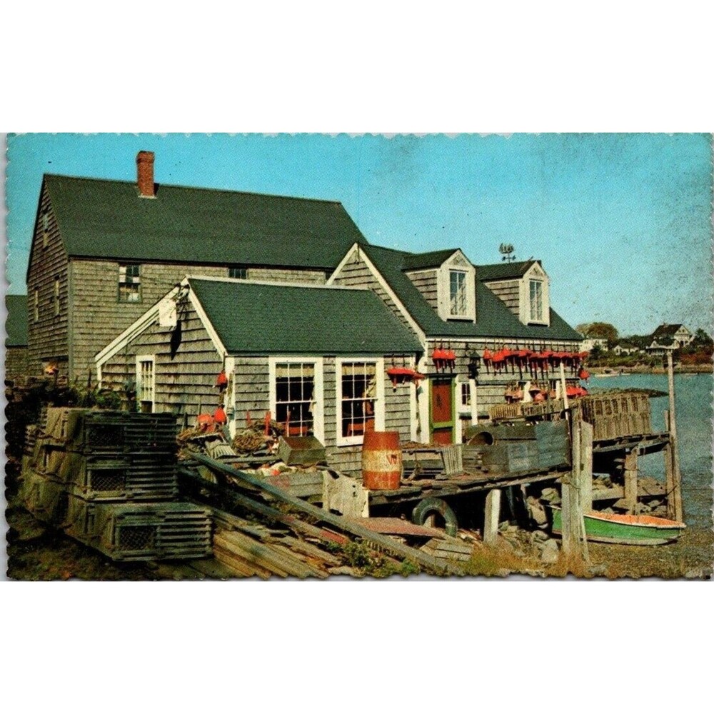 Vtg Postcard Maine Fisherman's Shack Tenants Harbor Eastern Illustrating M1068